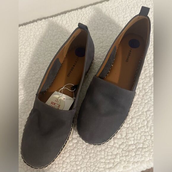 Lucky Brand Loretto Genuine Leather Espadrilles Sz 8.5 Flats Suede Blue Slip On - Picture 3 of 8